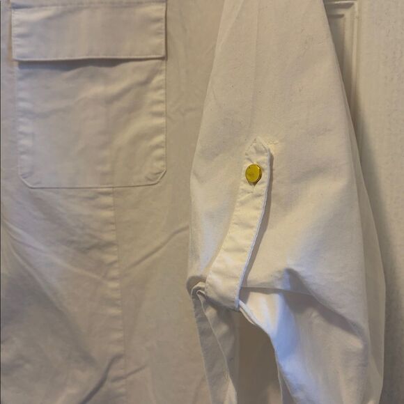 Worthington Stretch Large women’s button down blouse, gold buttons - Picture 3 of 6